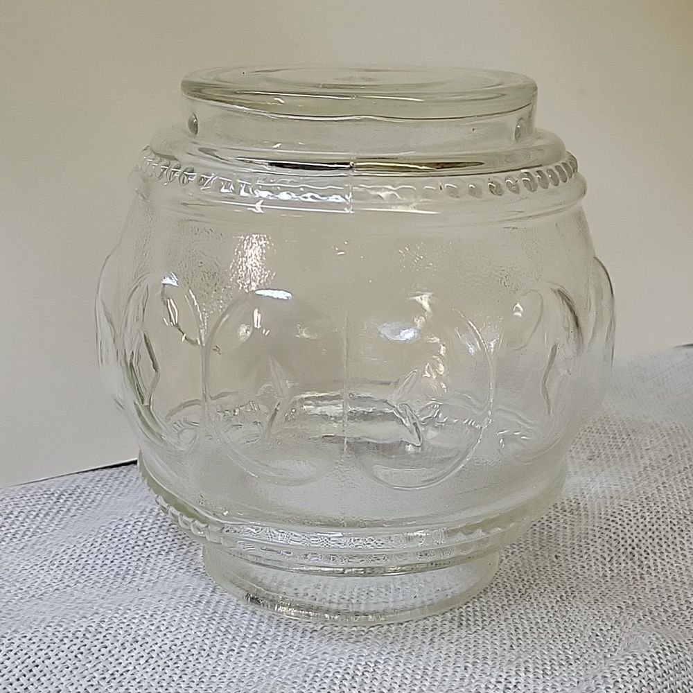Vtg Ceiling Light Fixture Glass SHADE Diamond & Beaded Bathroom‎ Hallway 5 1/2"